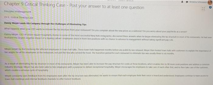 Chapter 9 Critical Thinking Case - Post your