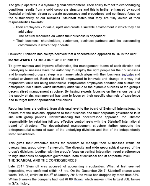 QUESTION TWO 2.1 With reference to the case