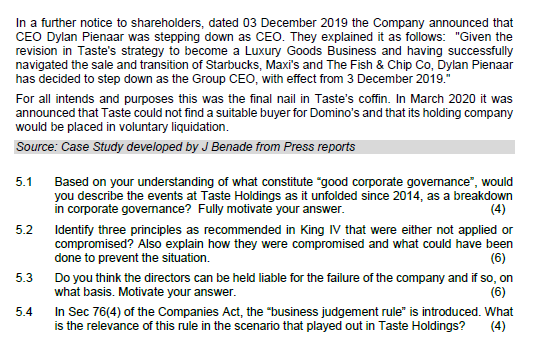 Question 5 [20] CASE STUDY BIGGER IS NOT ALWAYS