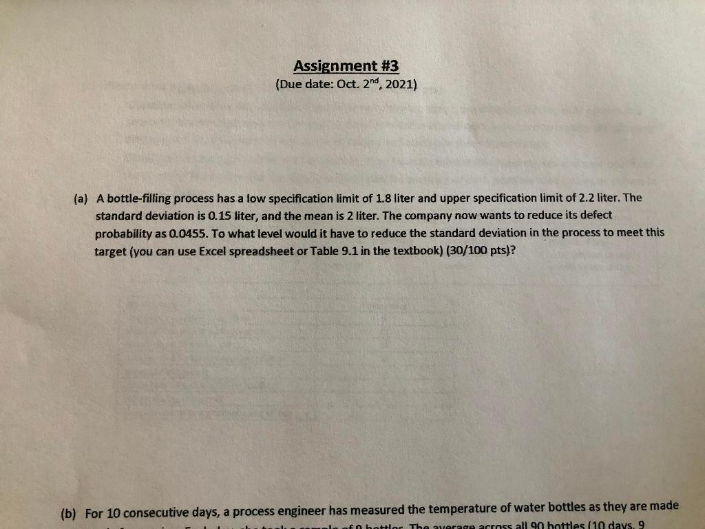 Assignment #3 (Due date: Oct, 2nd, 2021) (a) A