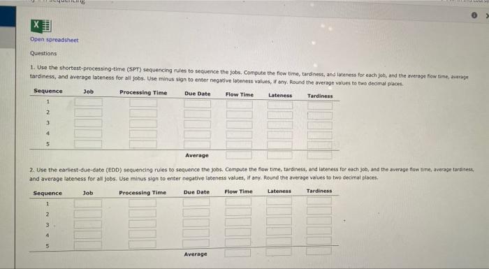 1 Open spreadsheet Questions 1. Use the shortest