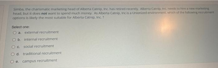 Simba, the charismatic marketing head or Alberta