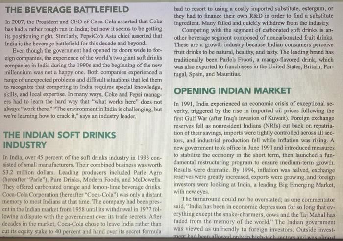 THE BEVERAGE BATTLEFIELD In 2007, the President