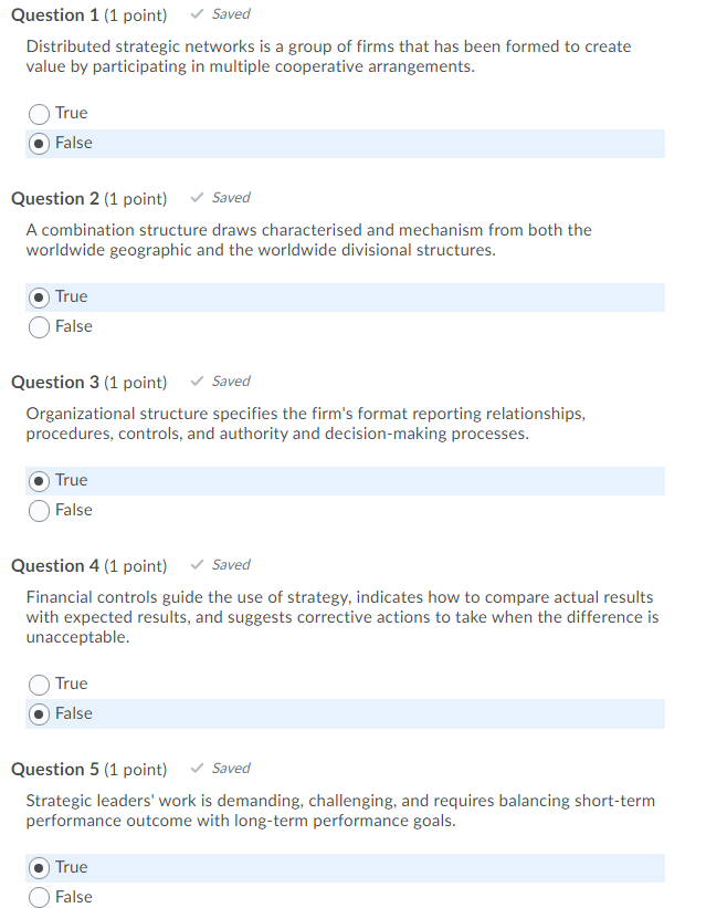 Question 1 (1 point) Saved Distributed strategic