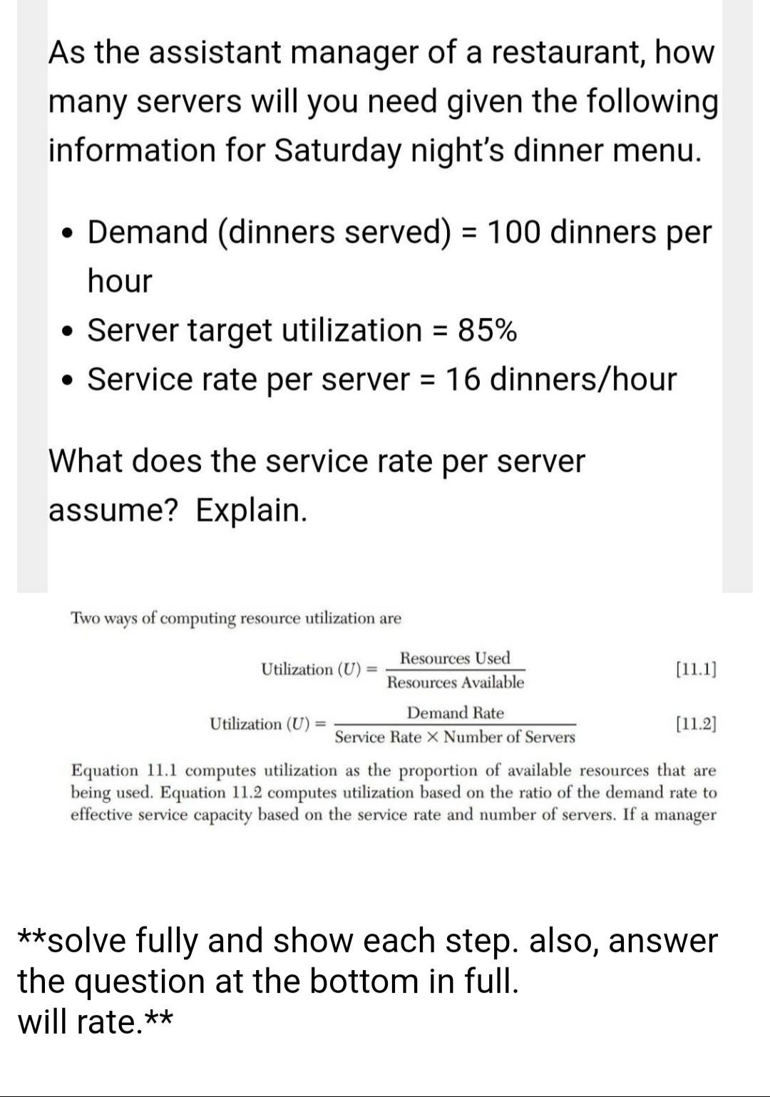 As the assistant manager of a restaurant, how