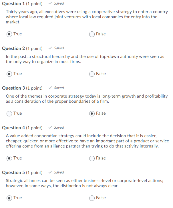 Question 1 (1 point) Saved Thirty years ago, all