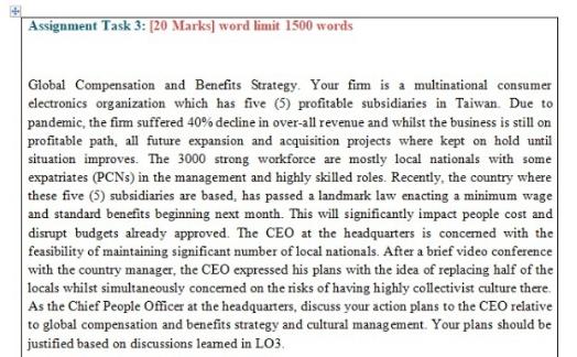 Assignment Task 3: [20 Marks] word limit 1500