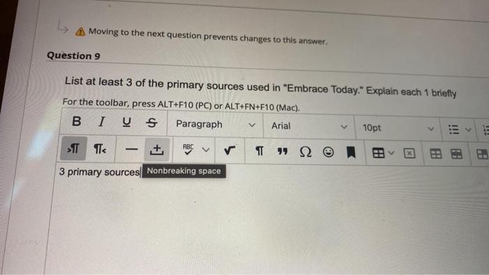 Moving to the next question prevents changes to
