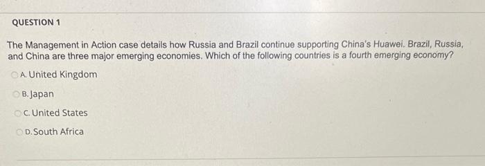 QUESTION 1 The Management in Action case details