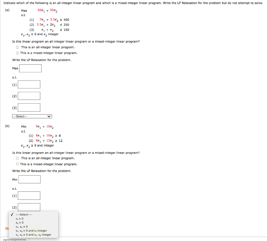 Indicate which of the following is an all-integer