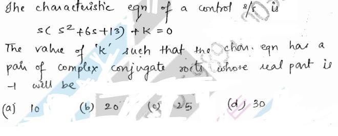 pls help The characteristic egn of a control af