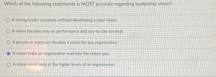 Which of the following statements is MOST