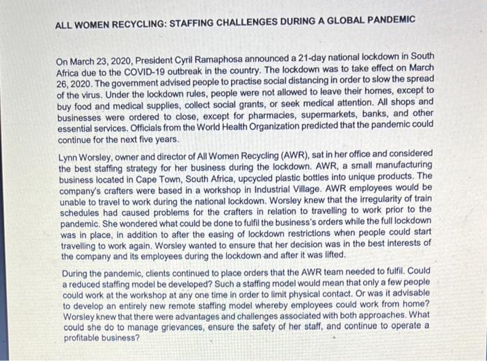 based on the case study above : a) lynn worsley