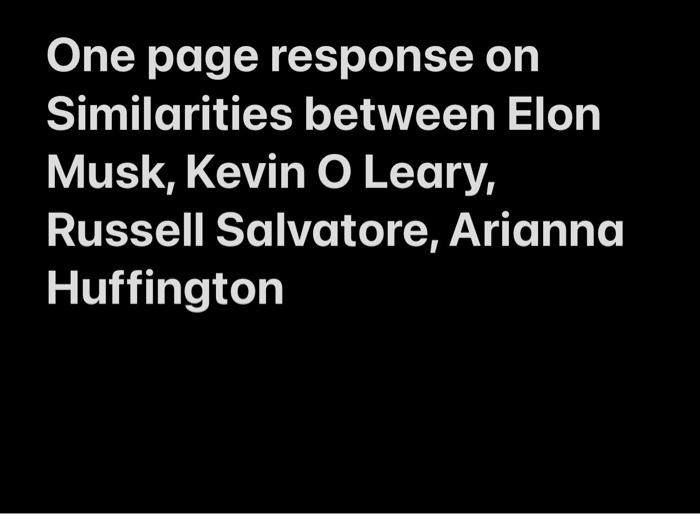 One page response on Similarities between Elon