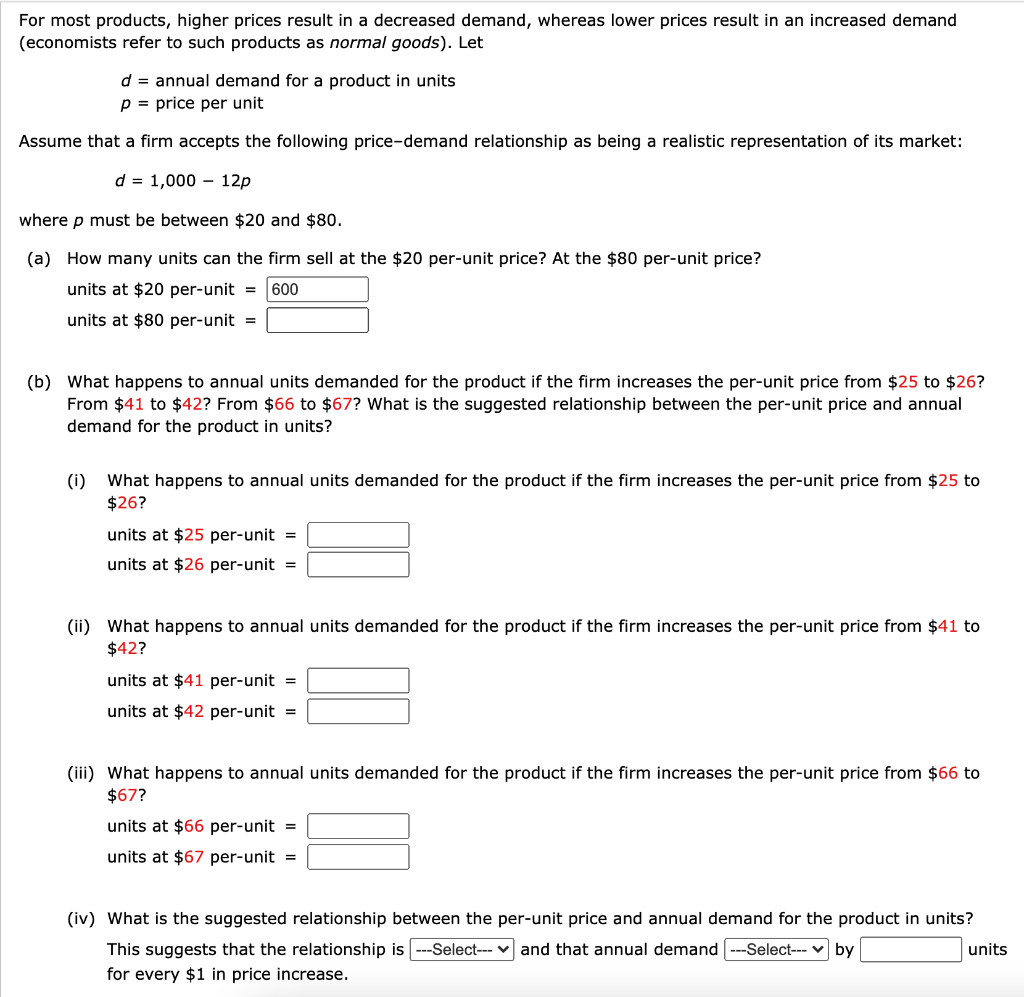 For most products, higher prices result in a