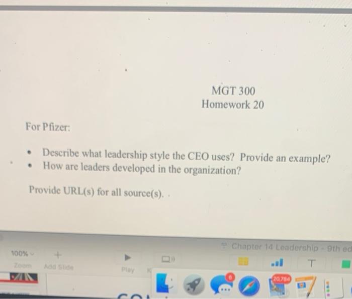 b MGT 300 Homework 20 For Pfizer: Describe what