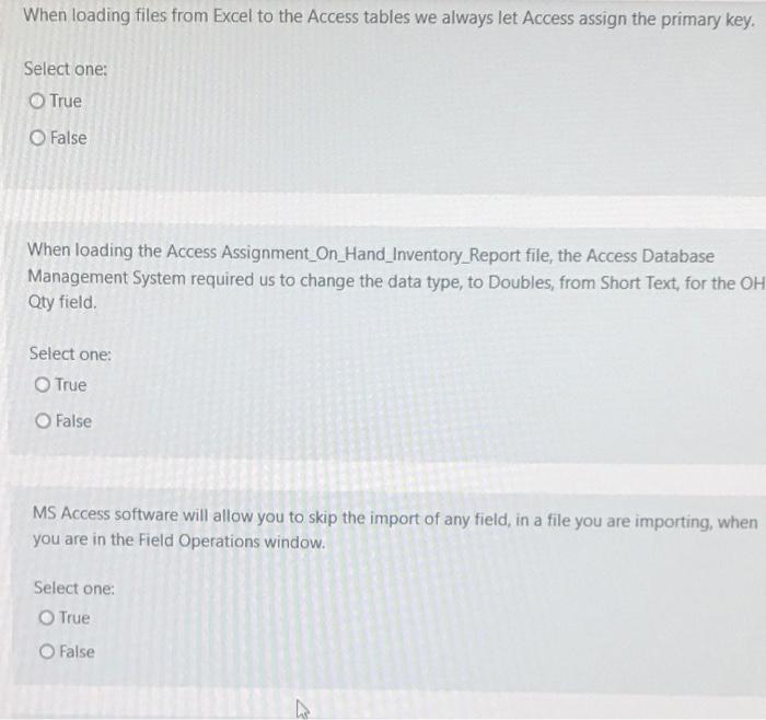 When loading files from Excel to the Access