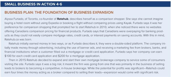 SMALL BUSINESS IN ACTION 4-6 BUSINESS PLAN: THE