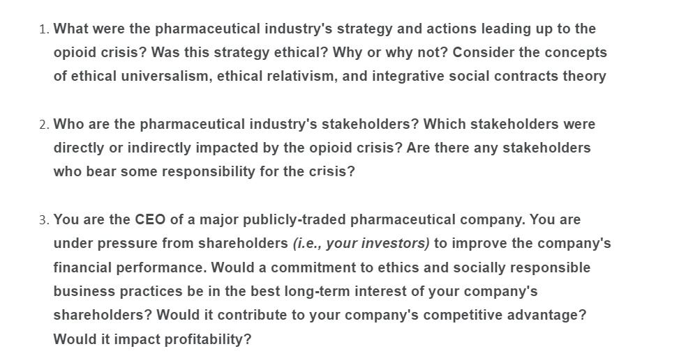 Profiting from Pain: Business and the U.S. Opioid