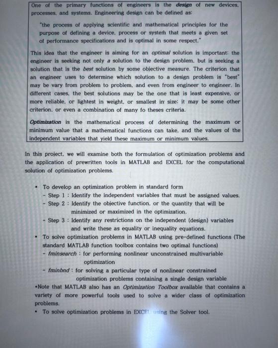 Optimization Problem Engineering Application of