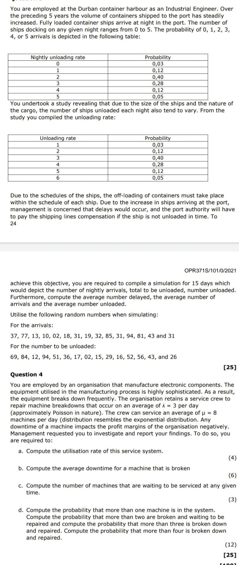 You are employed at the Durban container harbour