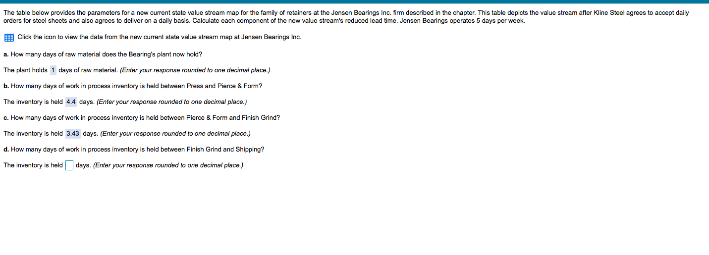 The table below provides the parameters for a new