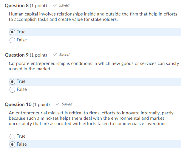 Question 8 (1 point) Saved Human capital involves