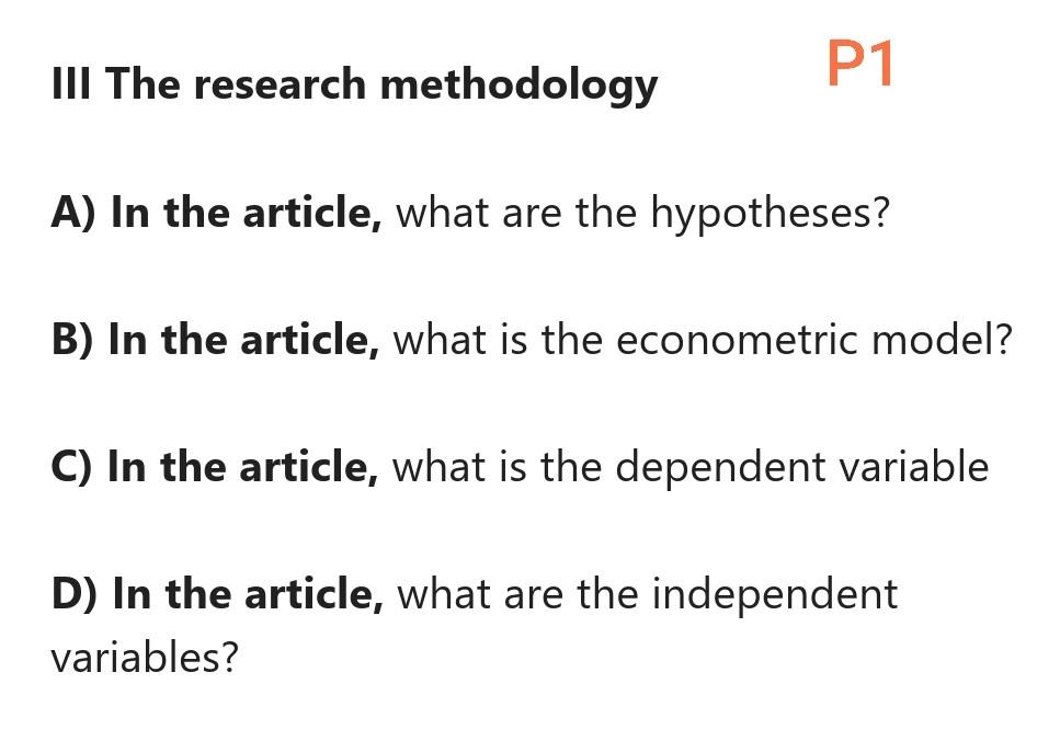 4. Methodology The regression model used in this