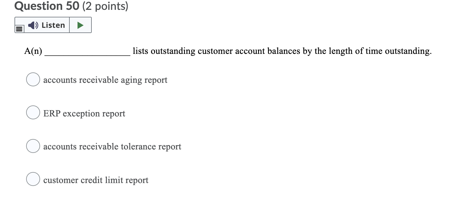 Question 49 (2 points) Listen A JIT inventory