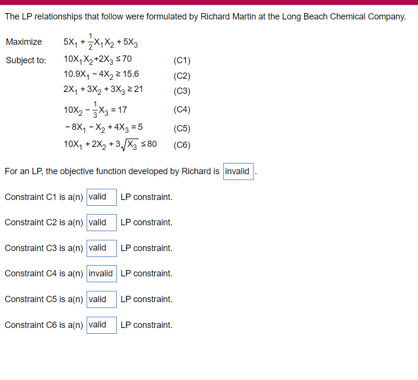 PLEASE ANSWER THE BOXES BELOW (VALID OR INVALID)