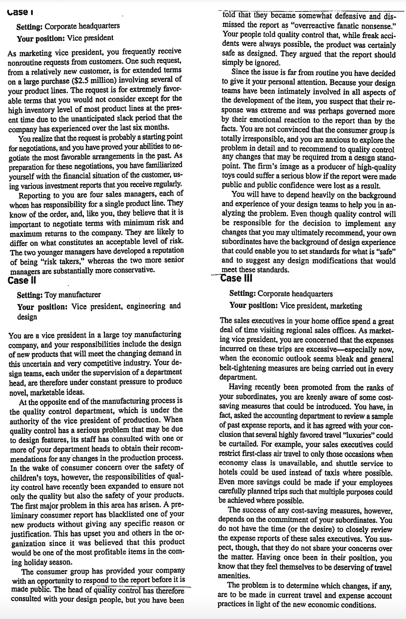 Pick two leadership situation cases (attached),