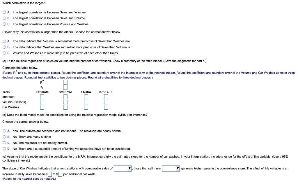 Sales Volume Washes 2638 3258 332 2118 3365 297