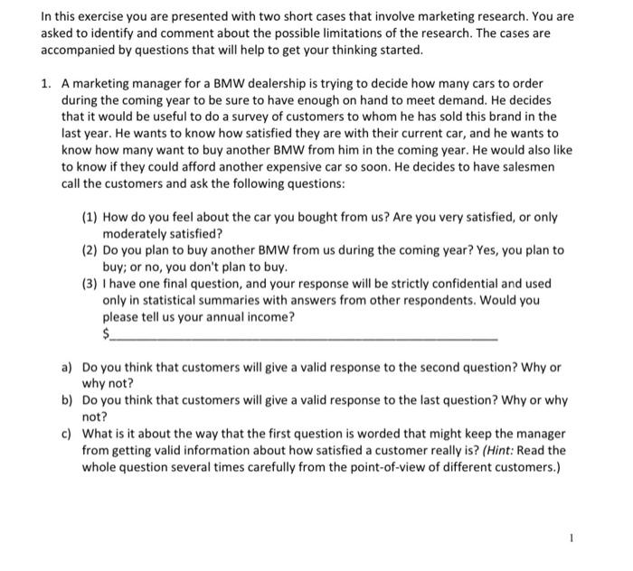 In this exercise you are presented with two short