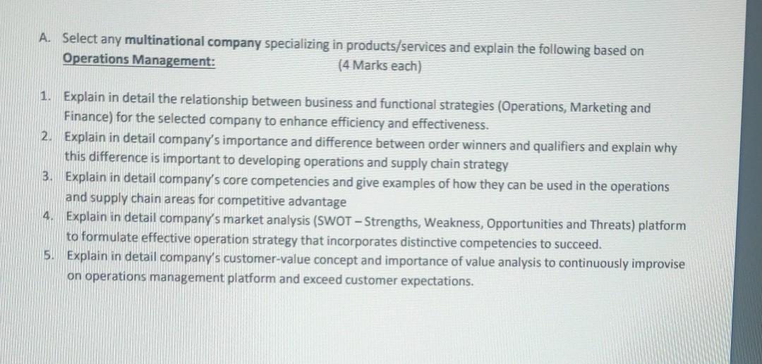 A. Select any multinational company specializing