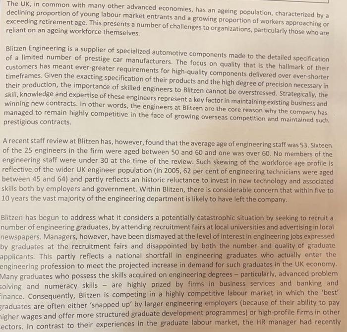 advise senior managmeng at blitzen about how you