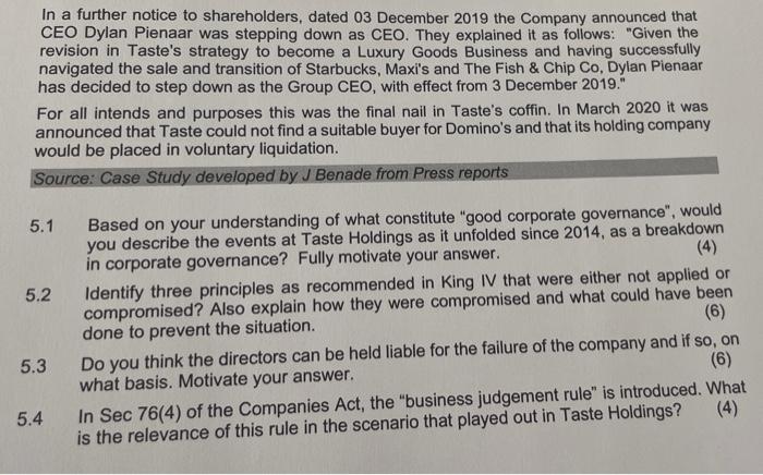 In a further notice to shareholders, dated 03