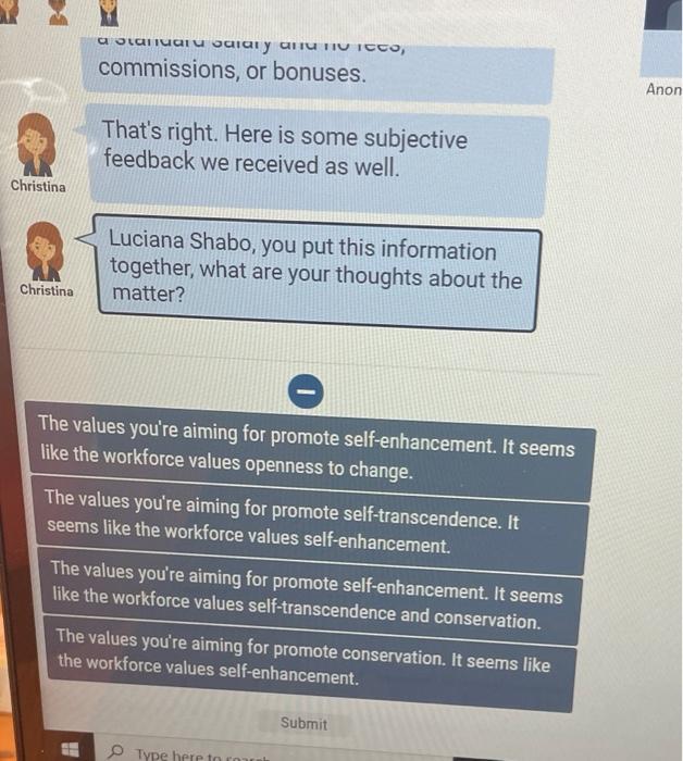 Which answer is it? ABCD? A. the values youre