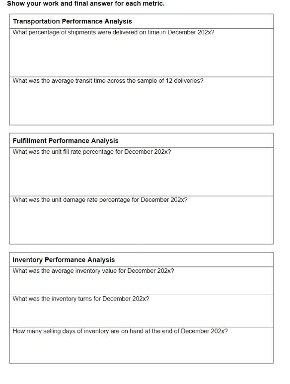 ANALYZING LOGISTICS PERFORMANCE CASE This bonus