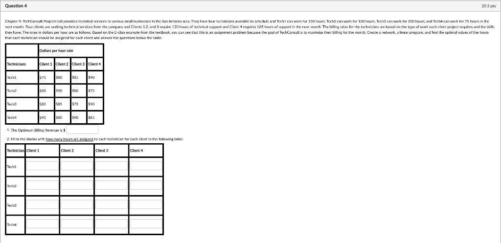 Question 4 25.5 pts Chapter 9. Toch Consult