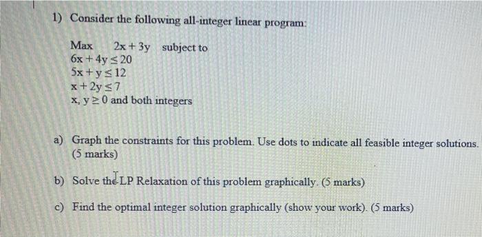 1) Consider the following all-integer linear
