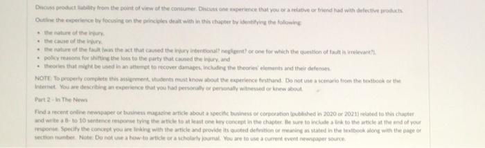 Discuss product liability from the point of view