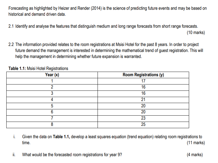 Forecasting as highlighted by Heizer and Render
