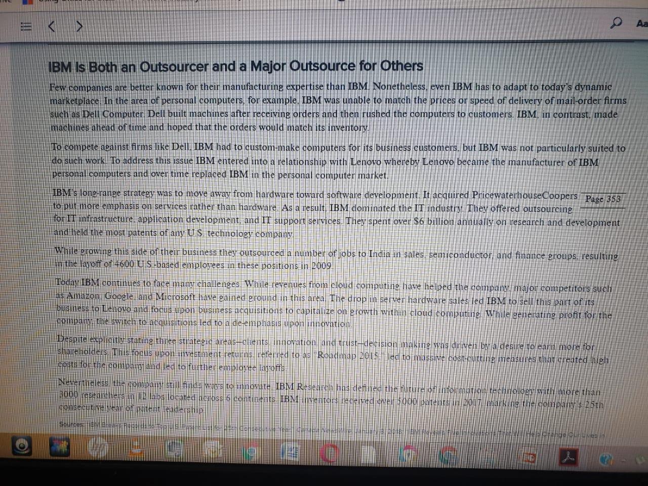 Assignment IBM is Both an Outsourcer and a Major