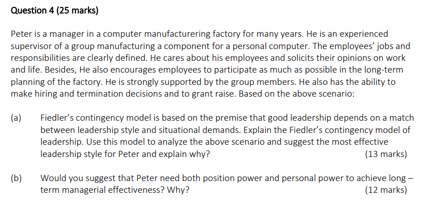 Please answer a&b using management theories thank