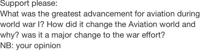 Support please: What was the greatest advancement