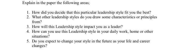 Explain in the paper the following areas; 1. How