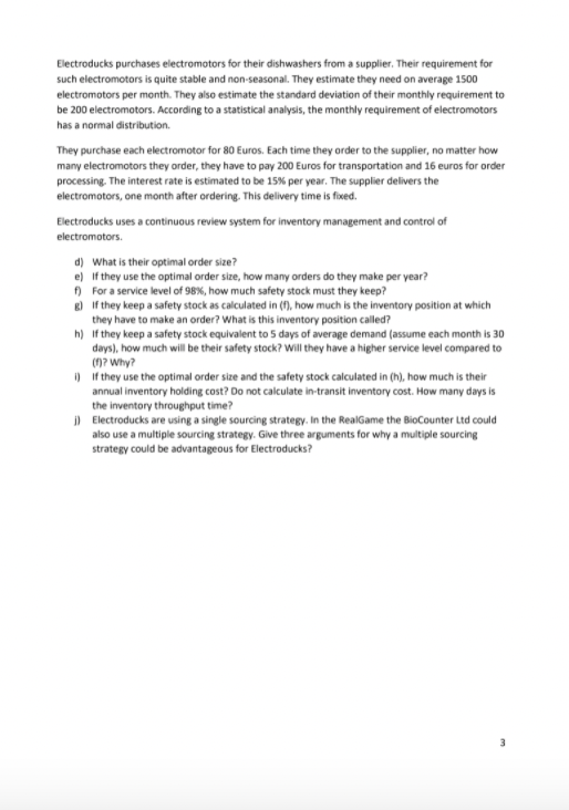 Question 1: Forecasting and Inventory management