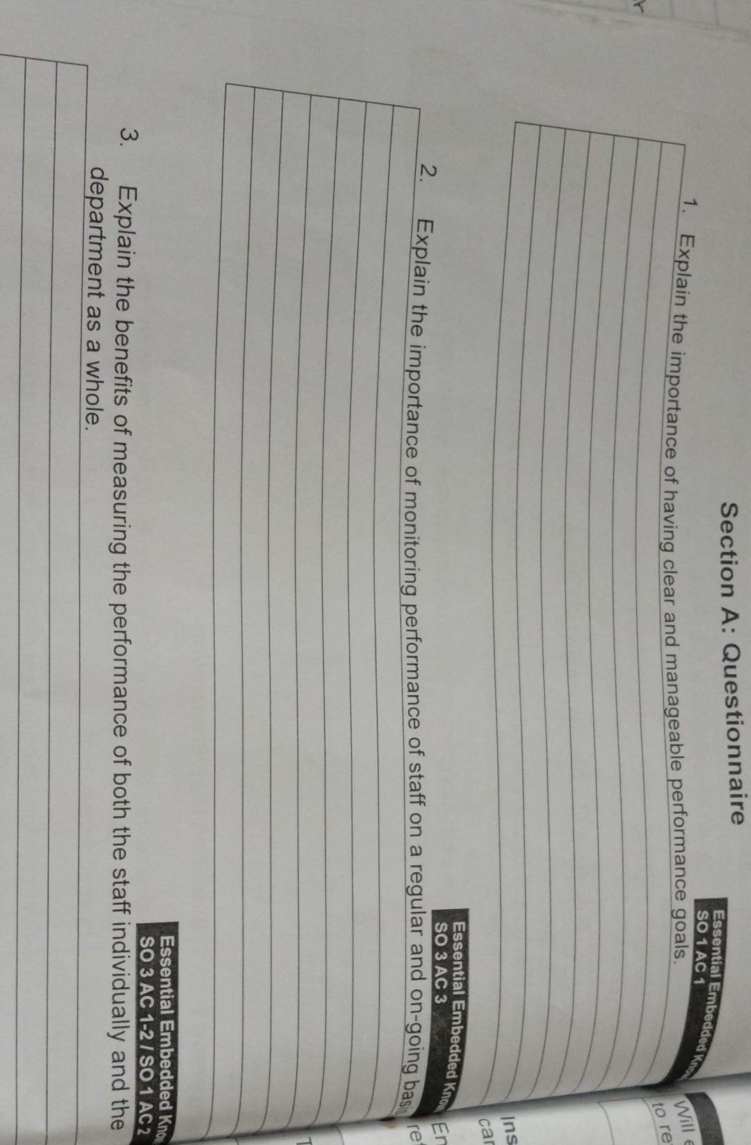 Section A: Questionnaire Essential Embedded Kino