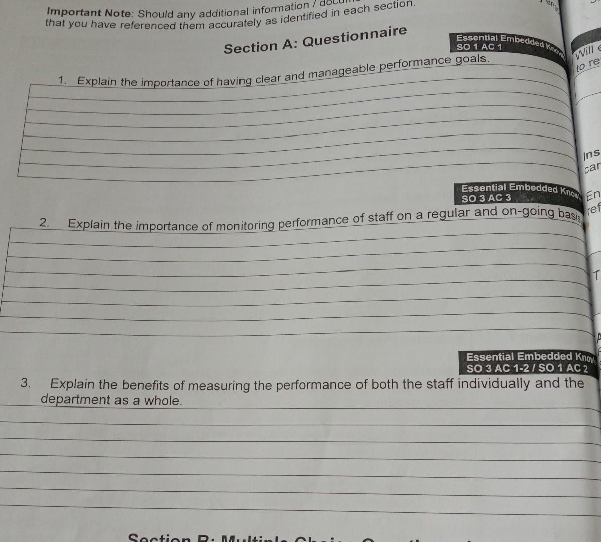 Section A: Questionnaire Essential Embedded Kino