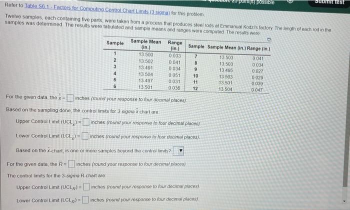 Points possible test Refer to Table 56.1. Factors